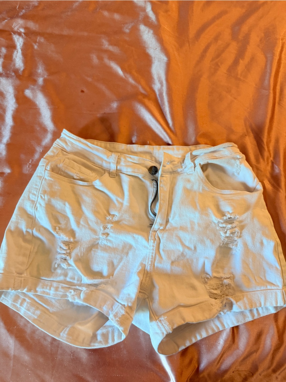 Women's White Distressed Denim Jean Shorts